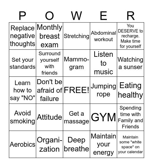 POWER Bingo Card