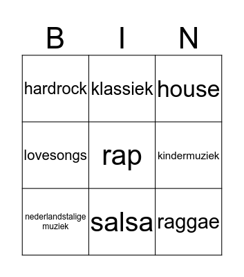 Muziekbingo Card