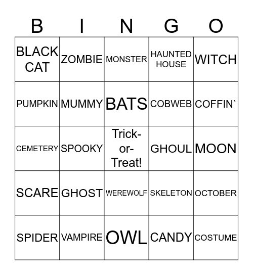 Halloween Bingo! Bingo Card