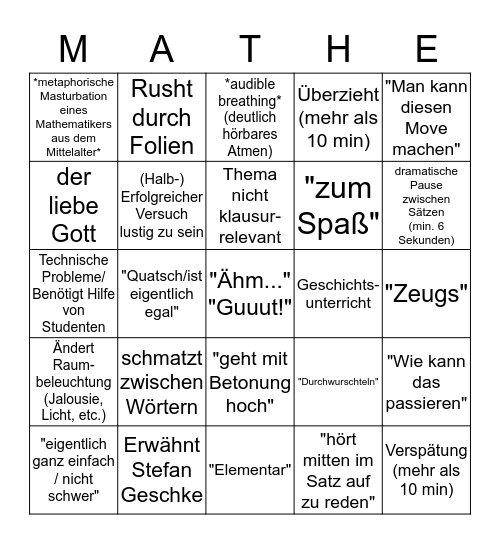 Das Reiher Bingo Card