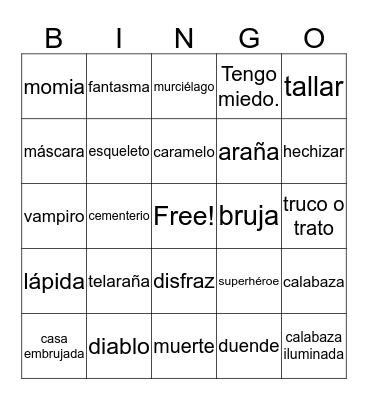 Halloween Bingo Card