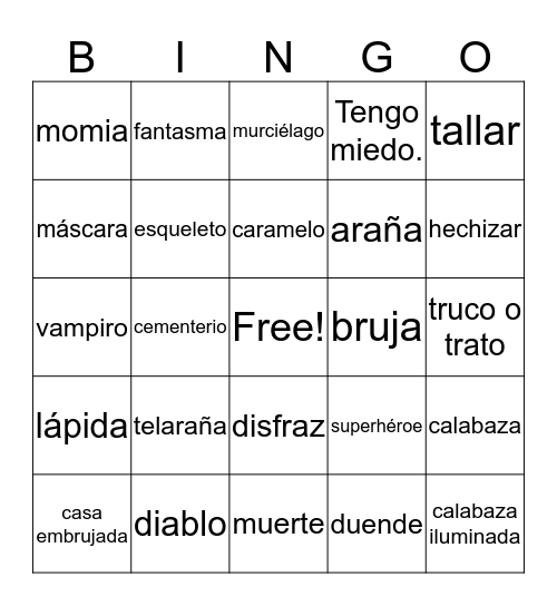 Halloween Bingo Card