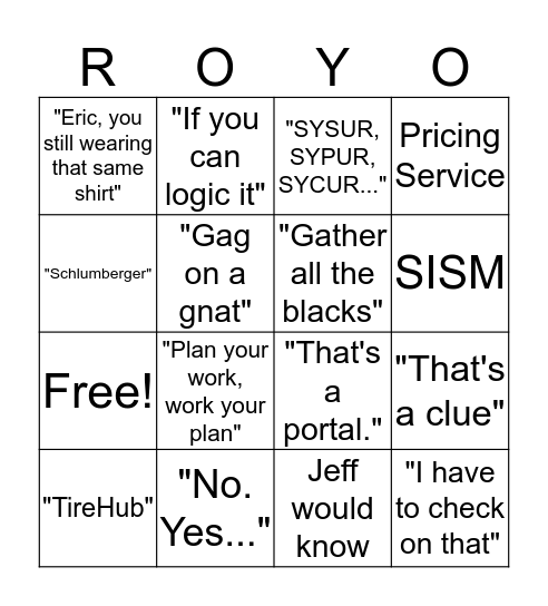 Roy's Ultimate Bingo Card