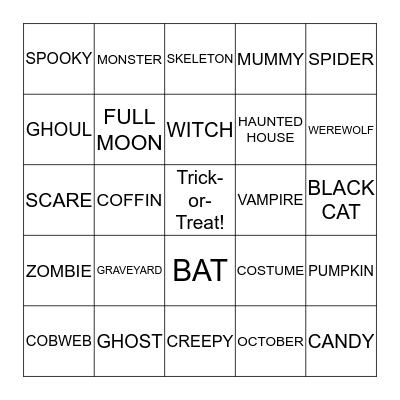 Halloween Bingo Card