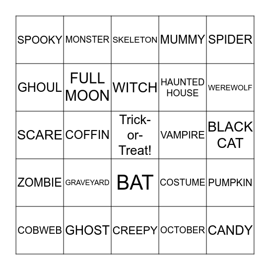 Halloween Bingo Card