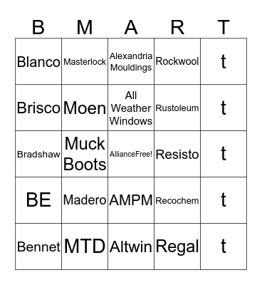 Buymart Bingo Card