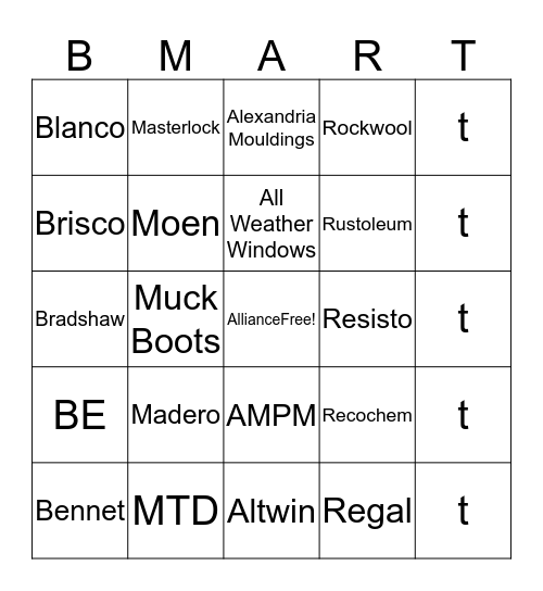 Buymart Bingo Card