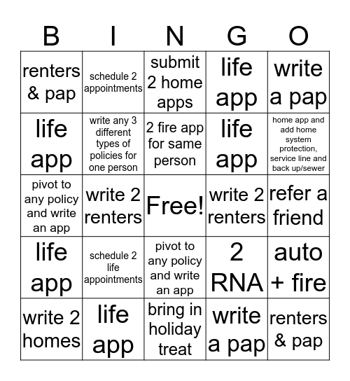 NOVEMBER BINGO Card