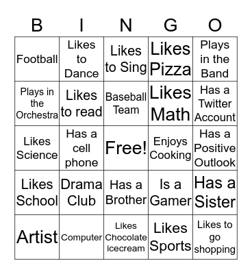 Identity Bingo Card