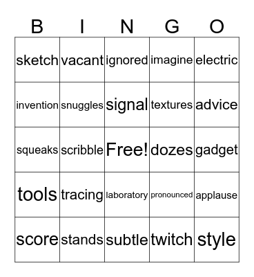 Vocabulary Review Bingo Card