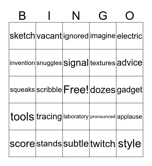 Vocabulary Review Bingo Card