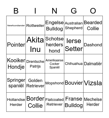 Hondenrassen Bingo Card