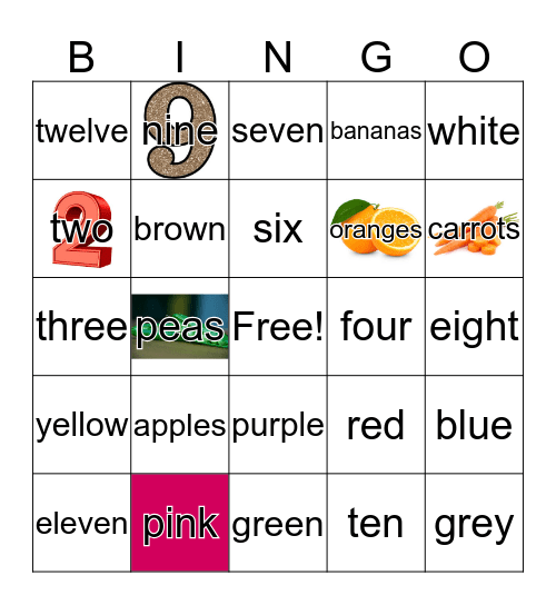 englannin sanastoa Bingo Card