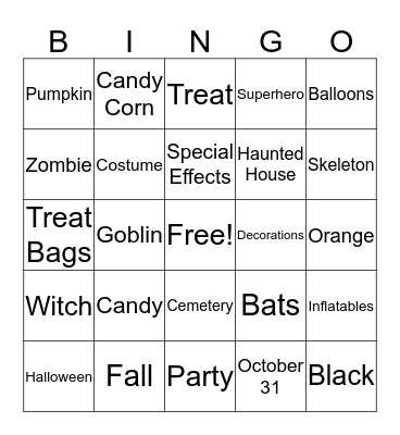 Happy Halloween Bingo Card