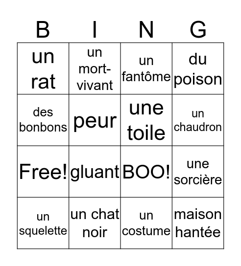 L'Halloween Bingo Card