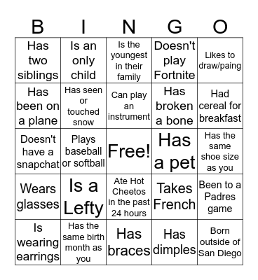 Find Someone Who... Bingo Card