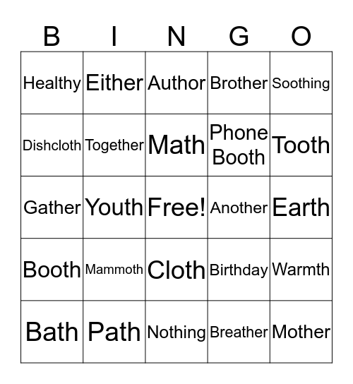 TH BINGO Card