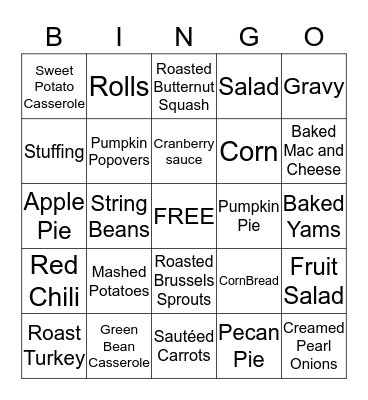 BLOSSOMS BINGO! Thanksgiving Feast! Bingo Card