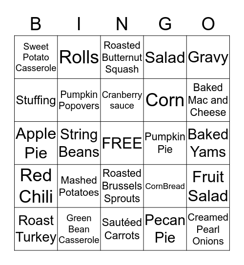 BLOSSOMS BINGO! Thanksgiving Feast! Bingo Card