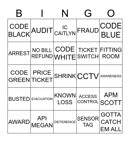 ASSET PROTECTION BINGO Card