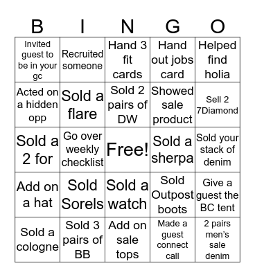 Week 2 Buckle Bingo Card