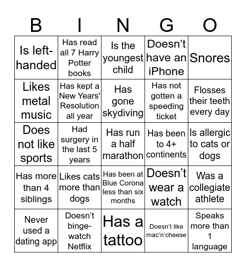 BC BINGO! Bingo Card