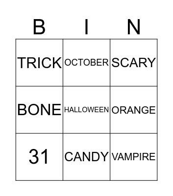 HALLOWEEN Bingo Card