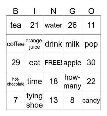 Unit 2 part 2 Vocabulary Bingo Card