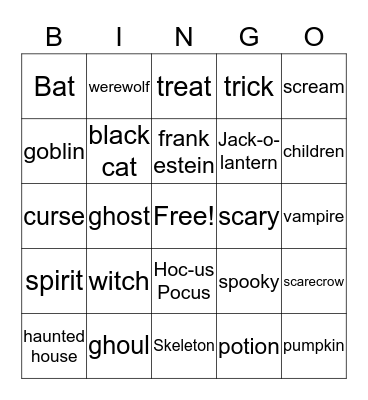 Halloween Bingo Card