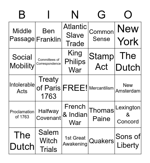 Chapter 1 Bingo Card