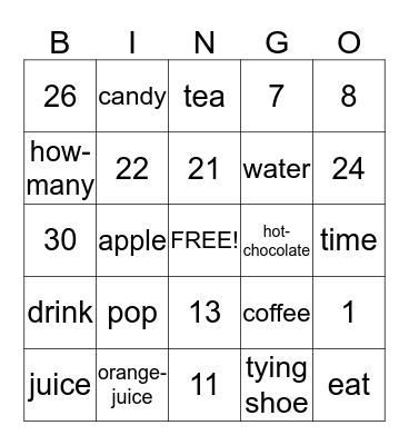 Unit 2 part 2 Vocabulary Bingo Card