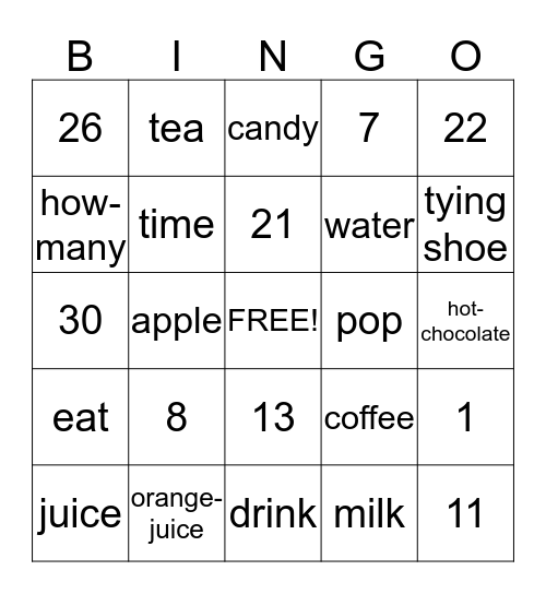 Unit 2 part 2 Vocabulary Bingo Card