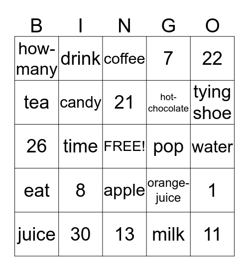 Unit 2 part 2 Vocabulary Bingo Card