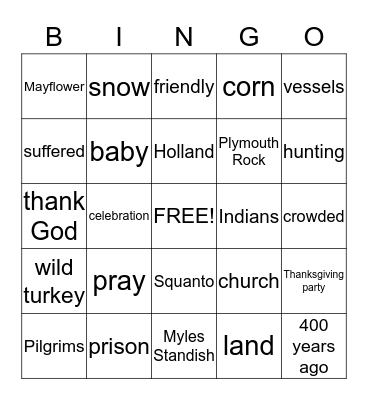 The Story of the First Thanksgiving Bingo Card