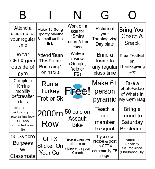 CrossFit Texas BINGO Card