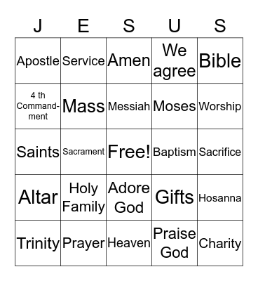 Let Us Pray Bingo Card