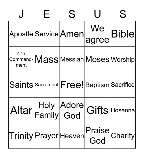 Let Us Pray Bingo Card