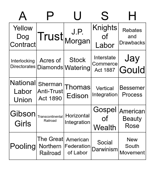 Ch.24 Industry Comes of Age Bingo Card