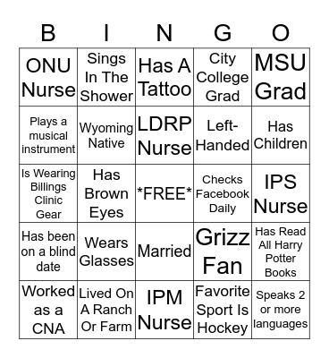 Icebreaker Bingo Card