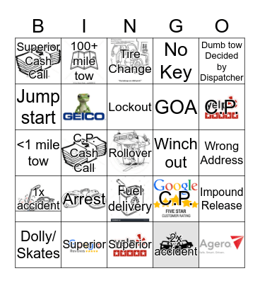 Towing & Recovery Bingo Card