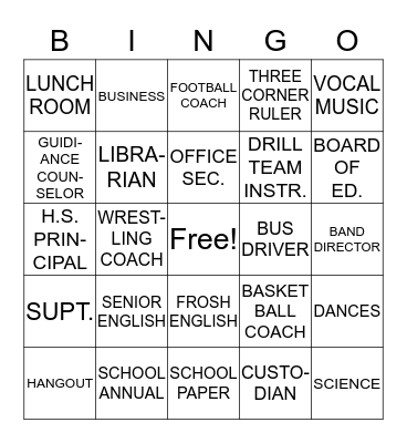CLASS REUNION 69-70 Bingo Card