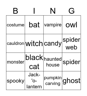 Halloween Bingo Card