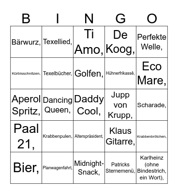 20 Jahre Texel Bingo Card