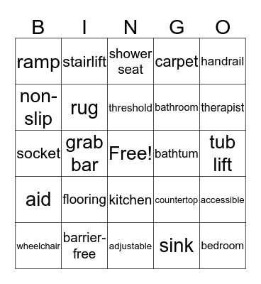 Home environment Bingo Card