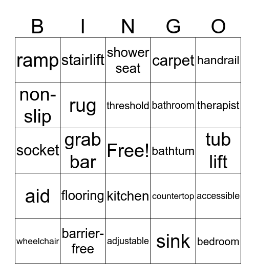 Home environment Bingo Card