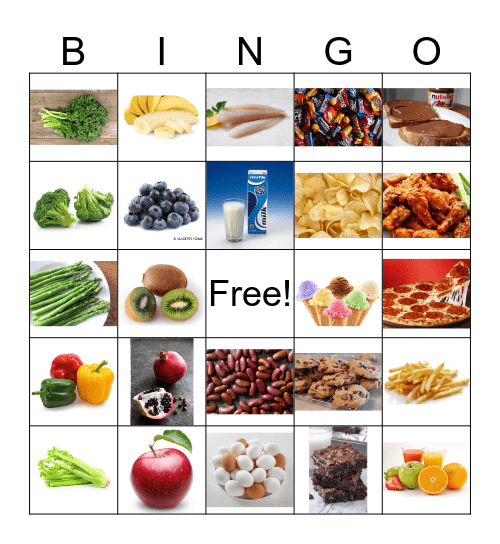 Healthy Food Choices Bingo Card