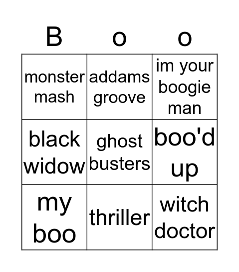 spooky Bingo Card