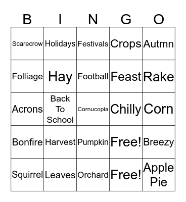 Fall Bingo Card