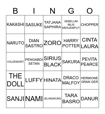 JENNN Bingo Card