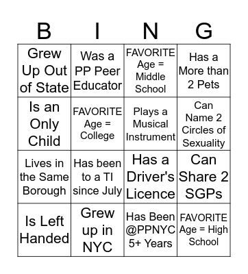 Find Someone Who... Bingo Card